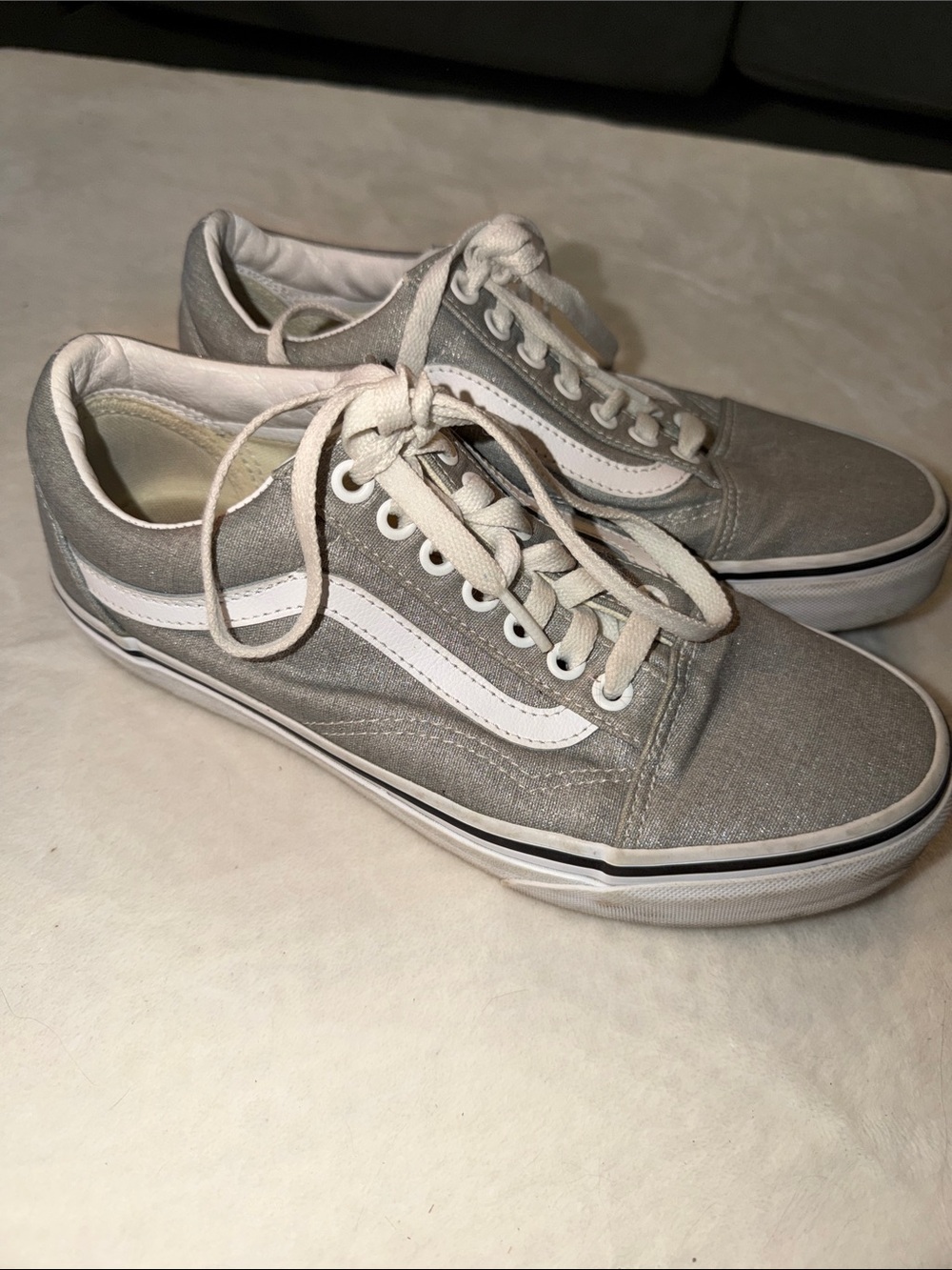 Vans Gray Canvas Low-Top Sneakers with White Trim